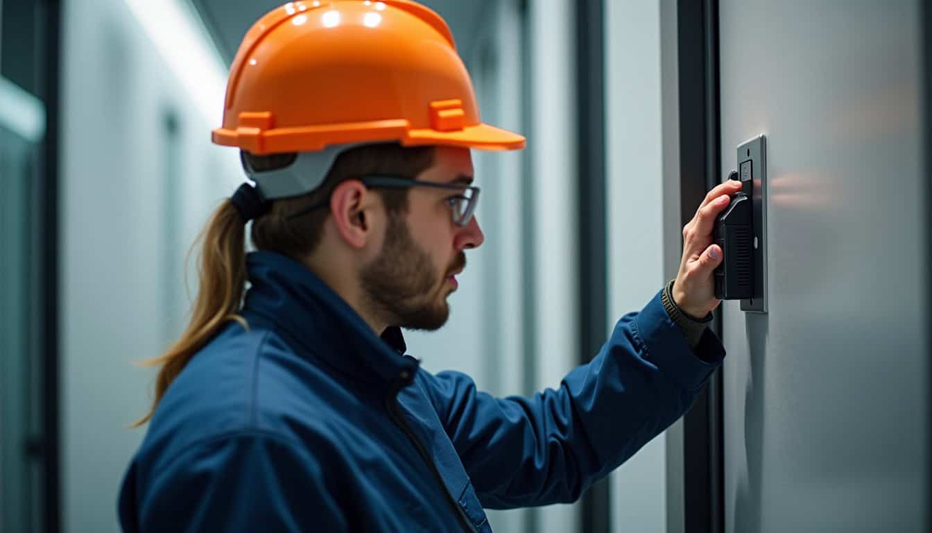 Technicien effectuant un diagnostic électrique avant installation d
