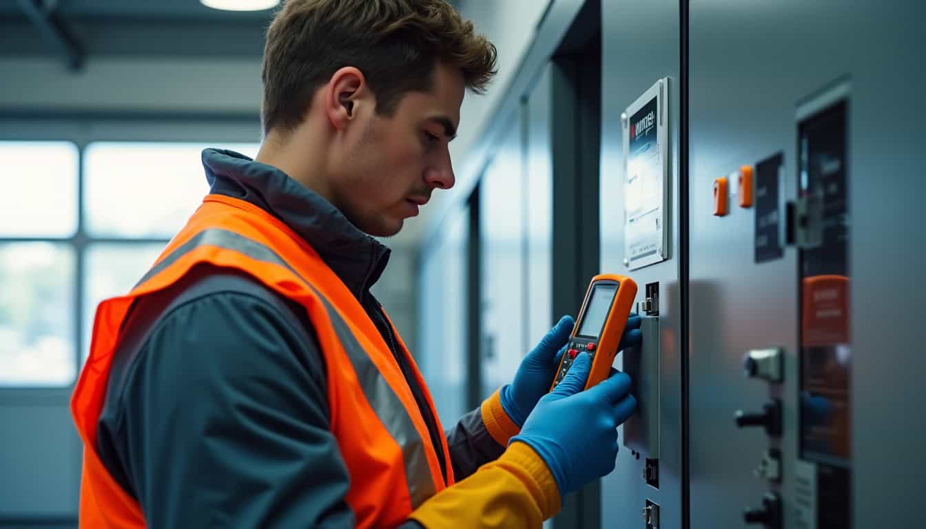 Technicien effectuant un diagnostic électrique avant l