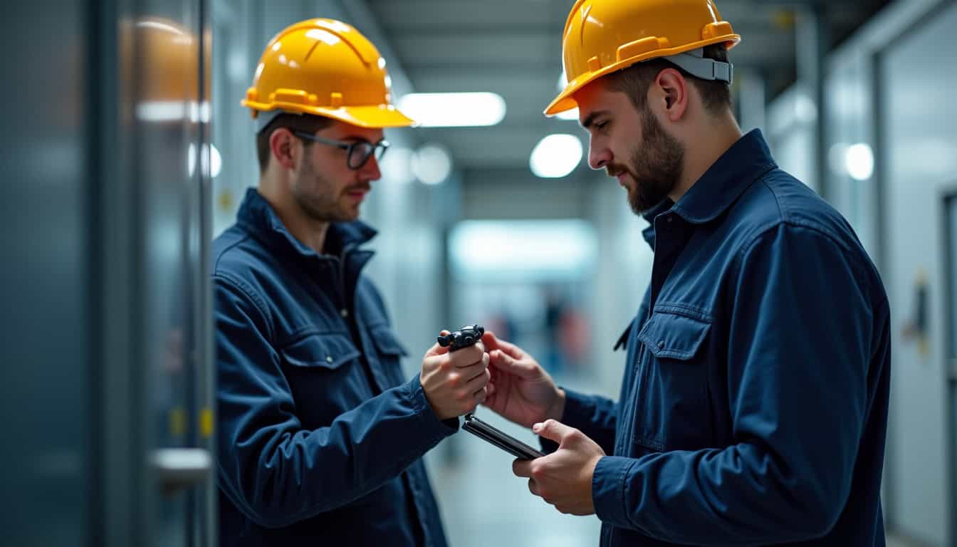 Technicien en train de réaliser un diagnostic électrique dans un garage à Fontenay-Trésigny