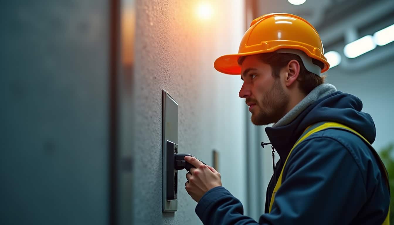 Technicien en train de réaliser un diagnostic électrique pour l