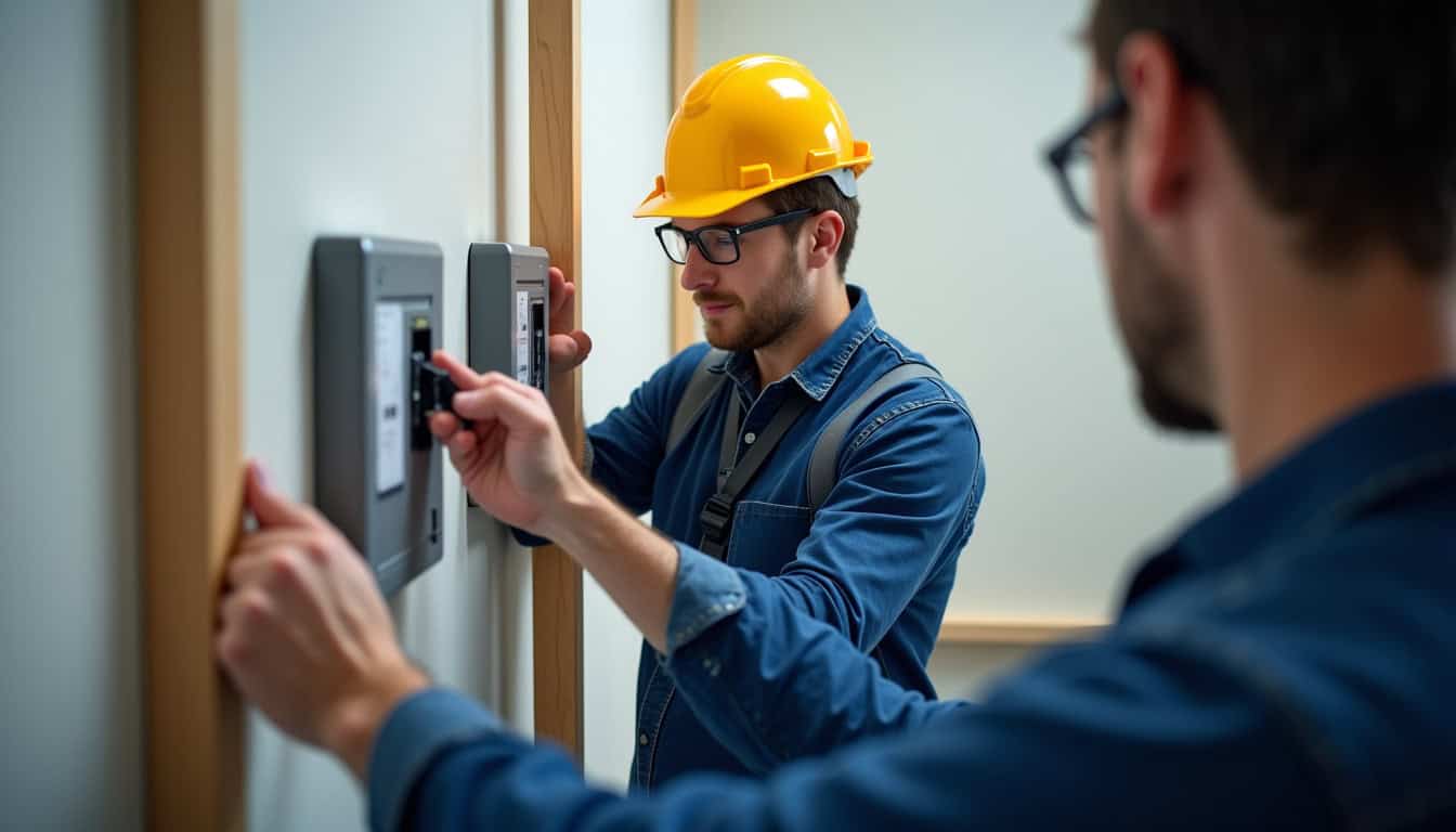 Technicien en train de vérifier l
