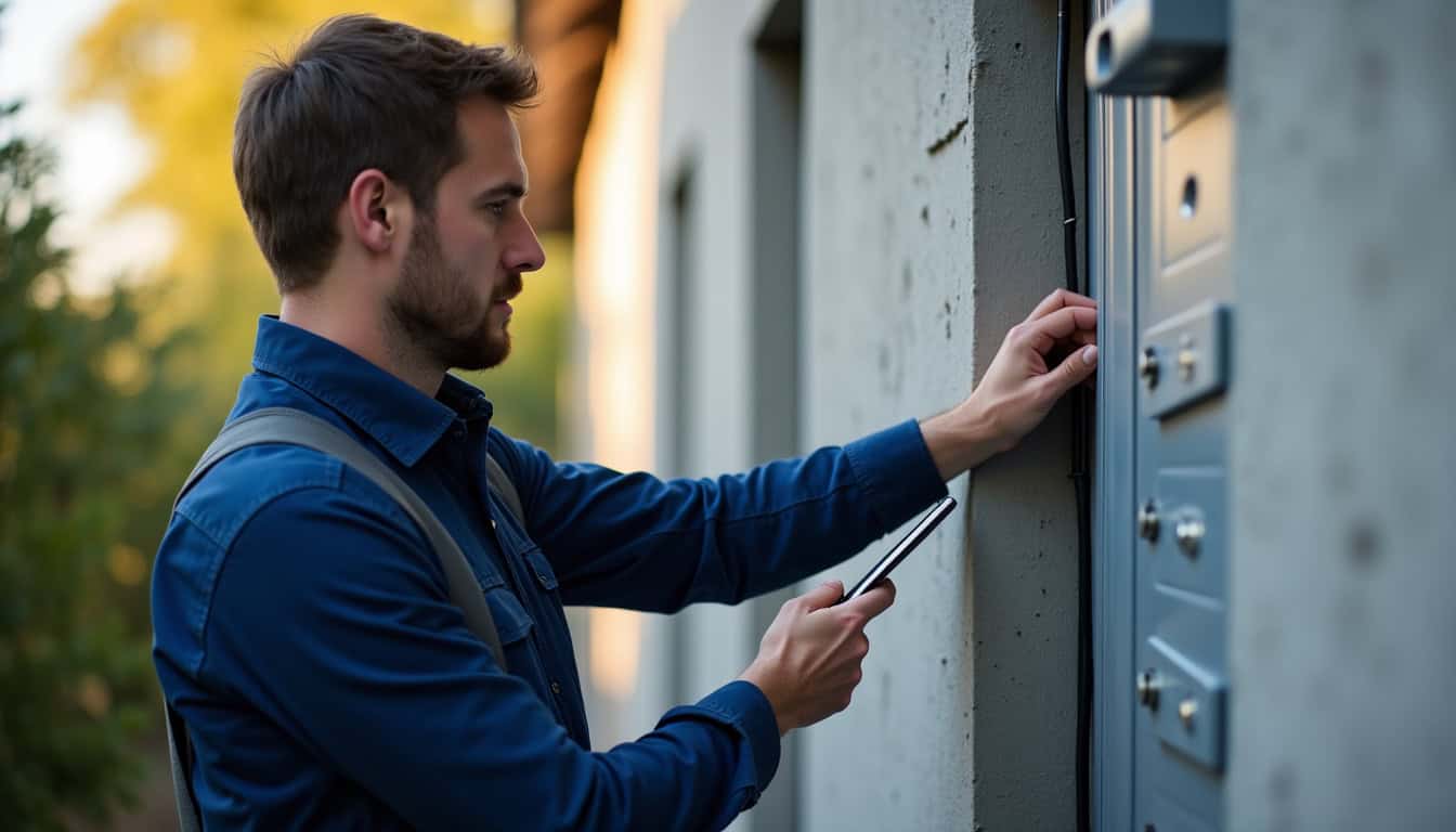 Technicien en train de vérifier un tableau électrique lors d