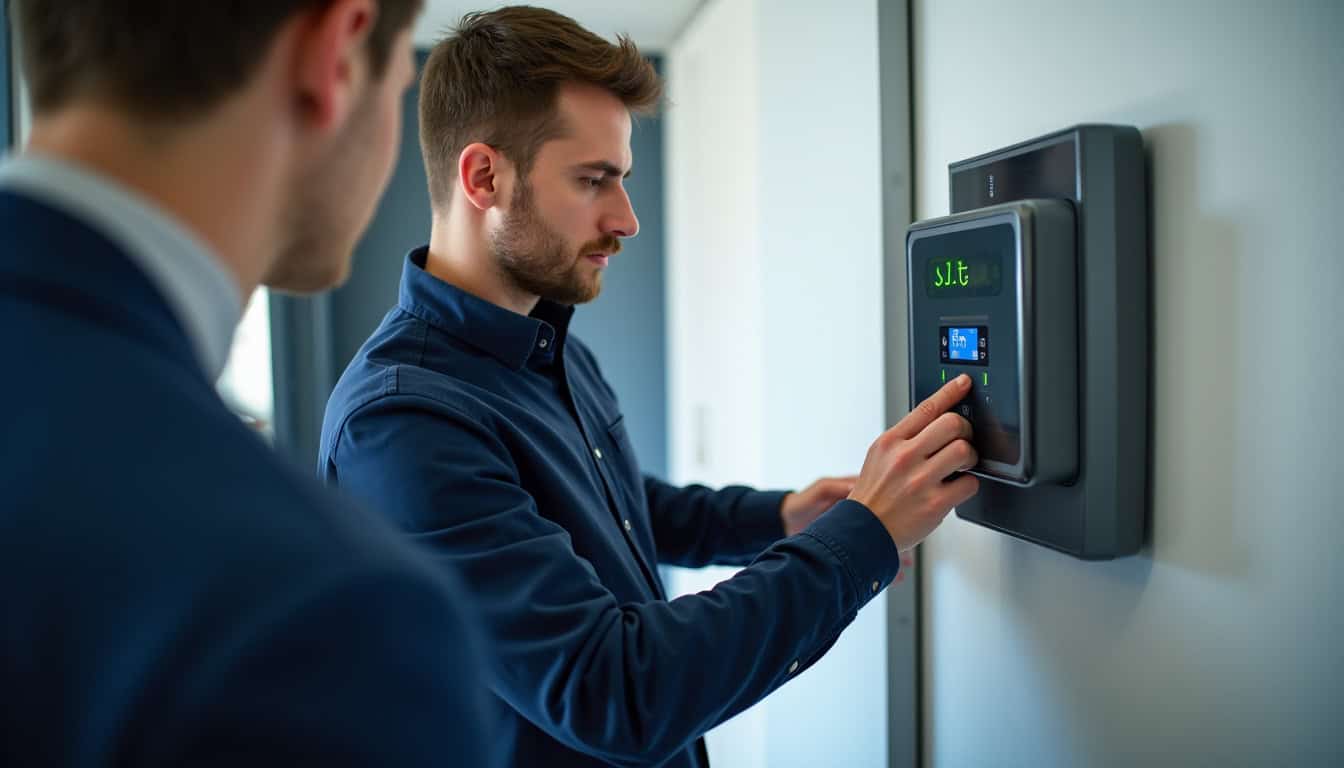 Technicien IRVE effectuant un diagnostic électrique pour installation de borne de recharge à Tournehem-sur-la-Hem