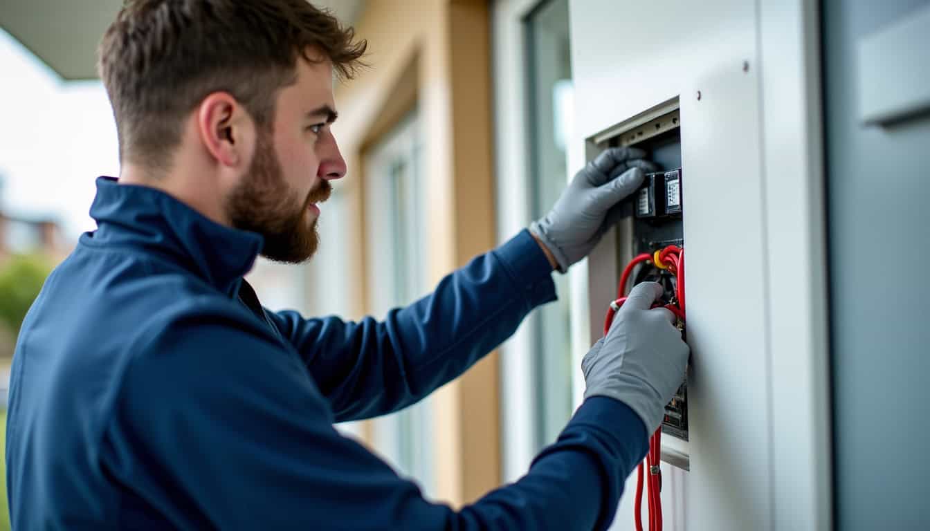 Technicien IRVE en intervention pour installer une borne électrique à Lantic