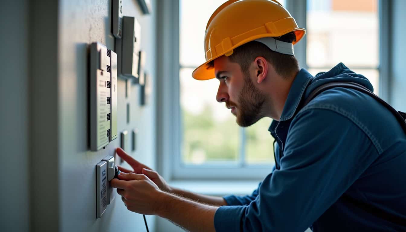 Technicien IRVE inspectant le tableau électrique d