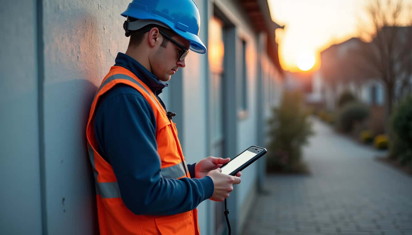 Technicien IRVE réalisant un diagnostic électrique avant installation d