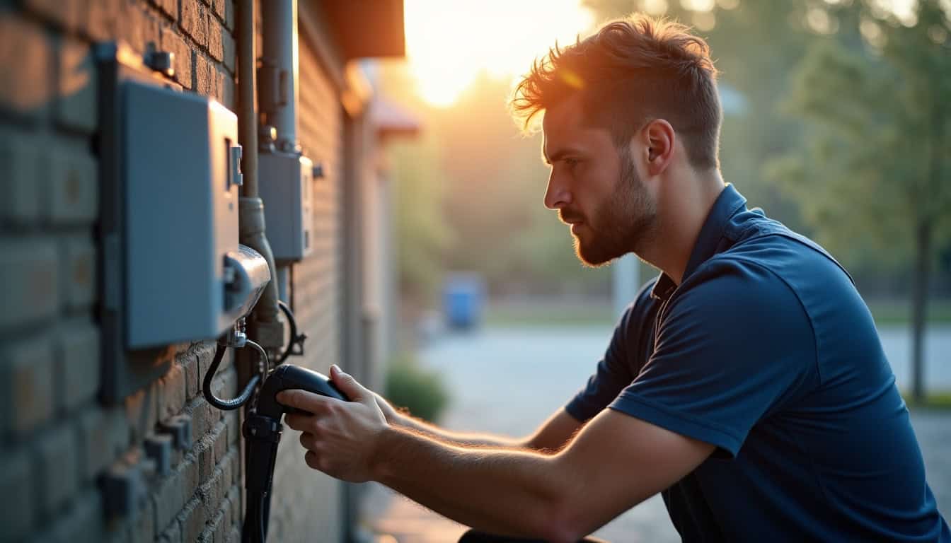 Un technicien effectue une maintenance préventive sur une borne de recharge électrique