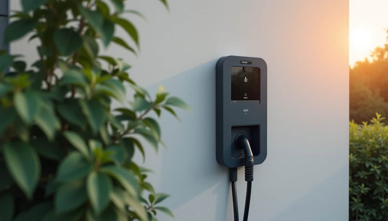 Vue d’ensemble d’une borne de recharge électrique installée et fonctionnelle à Rainneville