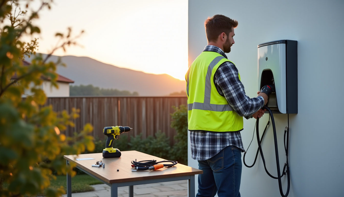 Benjamin Fuché, électricien certifié IRVE, en intervention à Pezou