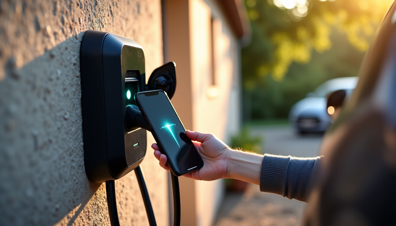 Borne de recharge électrique connectée en cours d