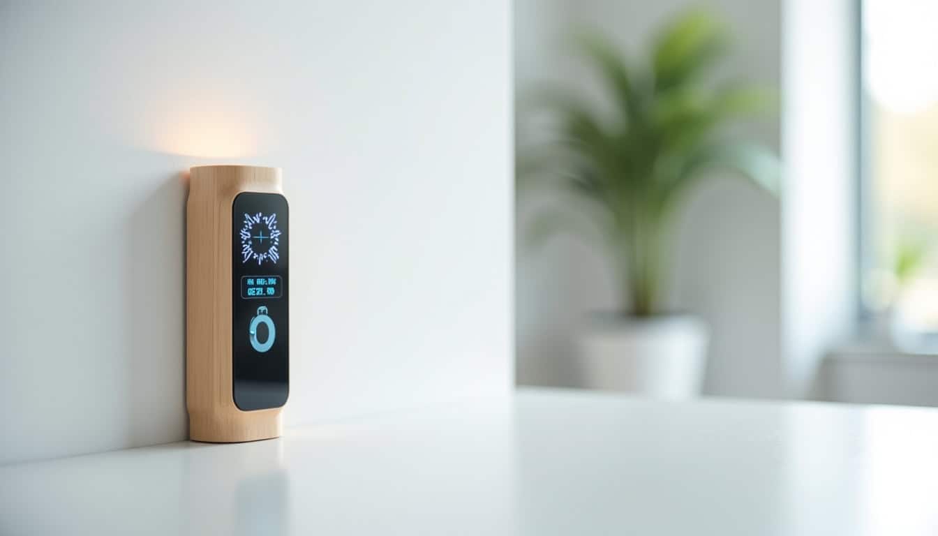 Borne de recharge électrique connectée installée sur un mur extérieur avec écran d