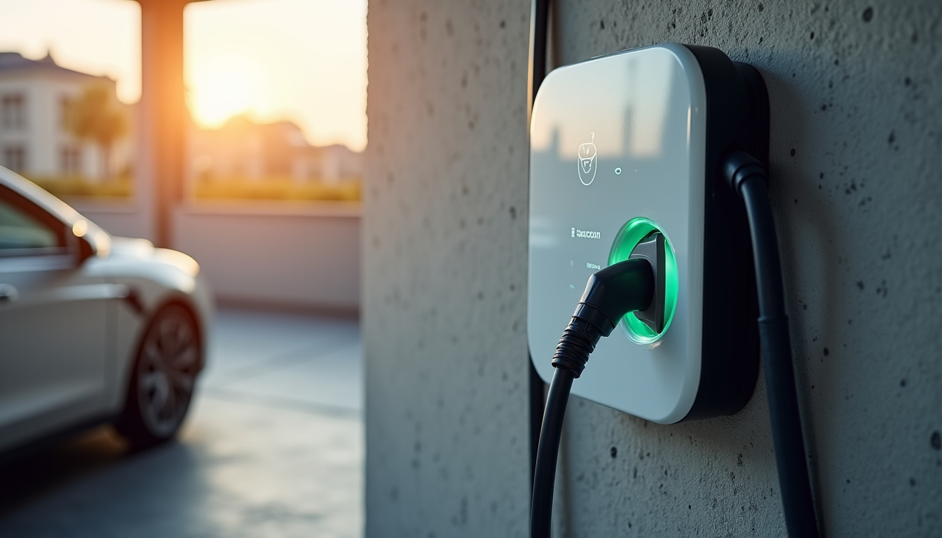 Borne de recharge électrique en fonctionnement dans un garage à Villemaréchal