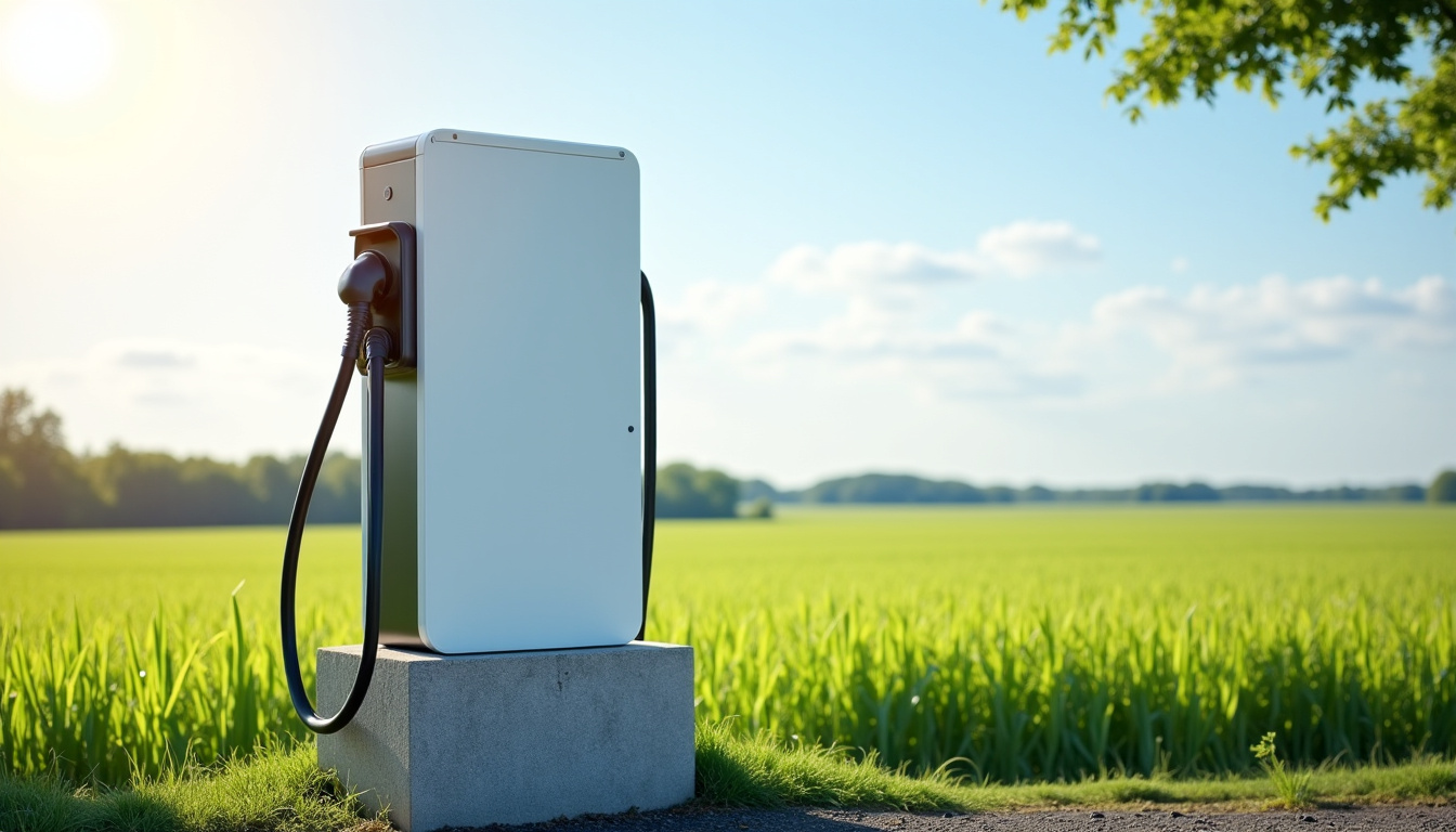 Borne de recharge électrique en plein air à Plomodiern, près d