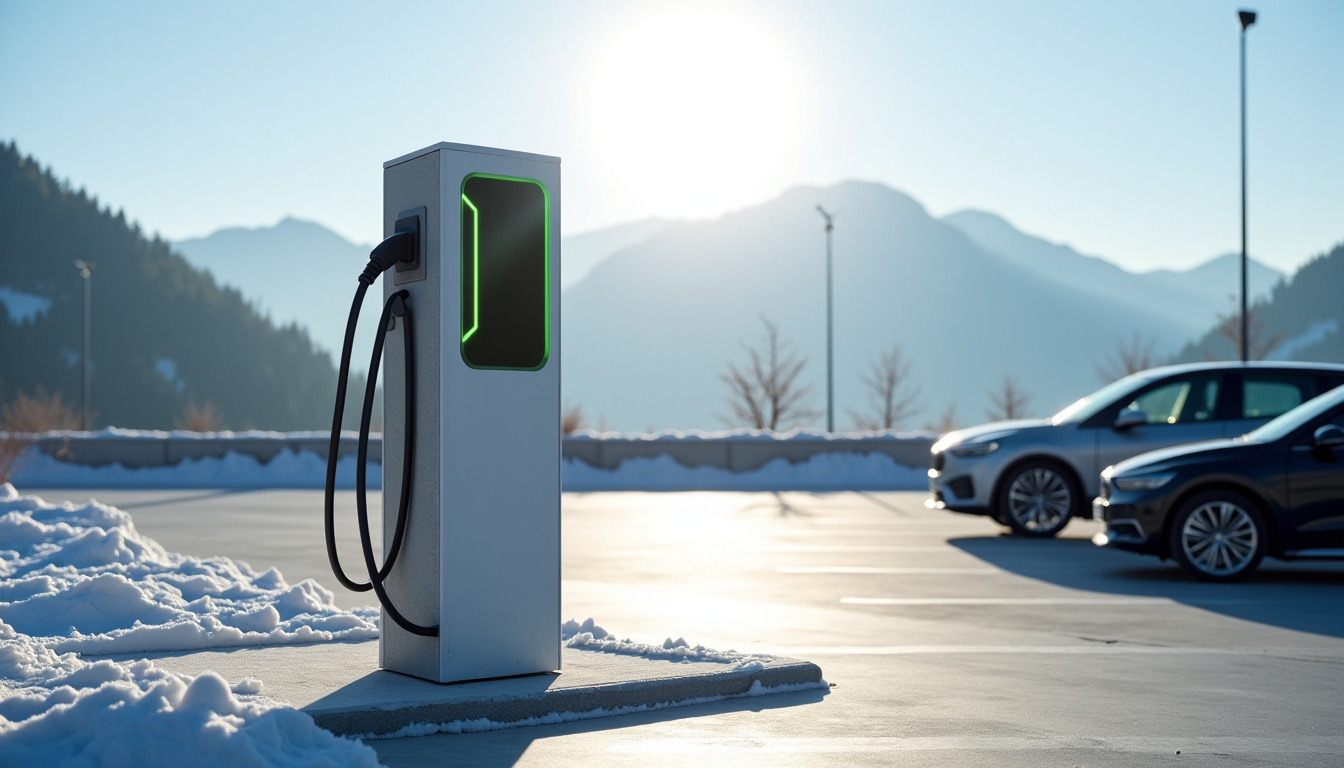 Borne de recharge électrique en stationnement public à Neydens