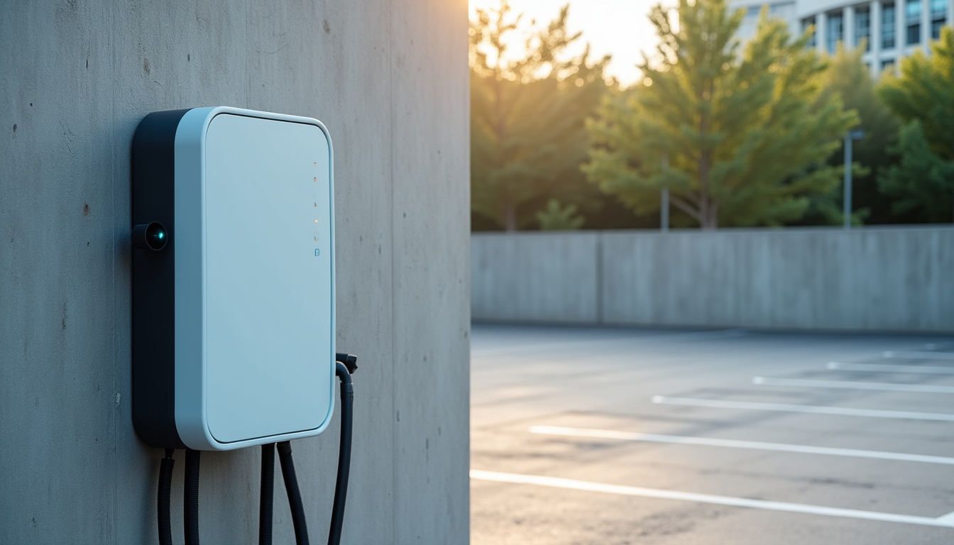 Borne de recharge électrique installée à Combs-la-Ville sur un parking privé