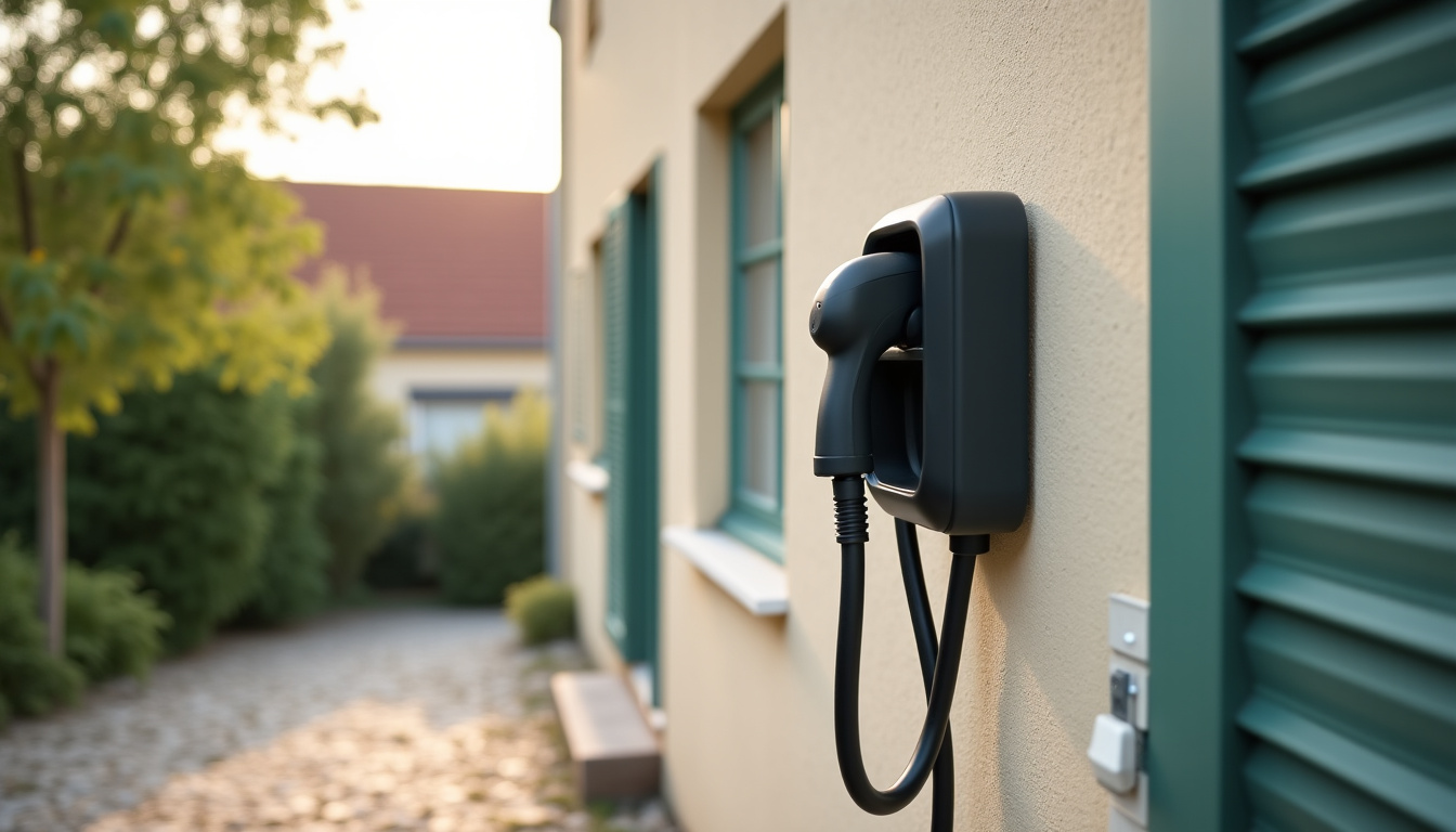 Borne de recharge électrique installée à l’extérieur d’un domicile à Cépet