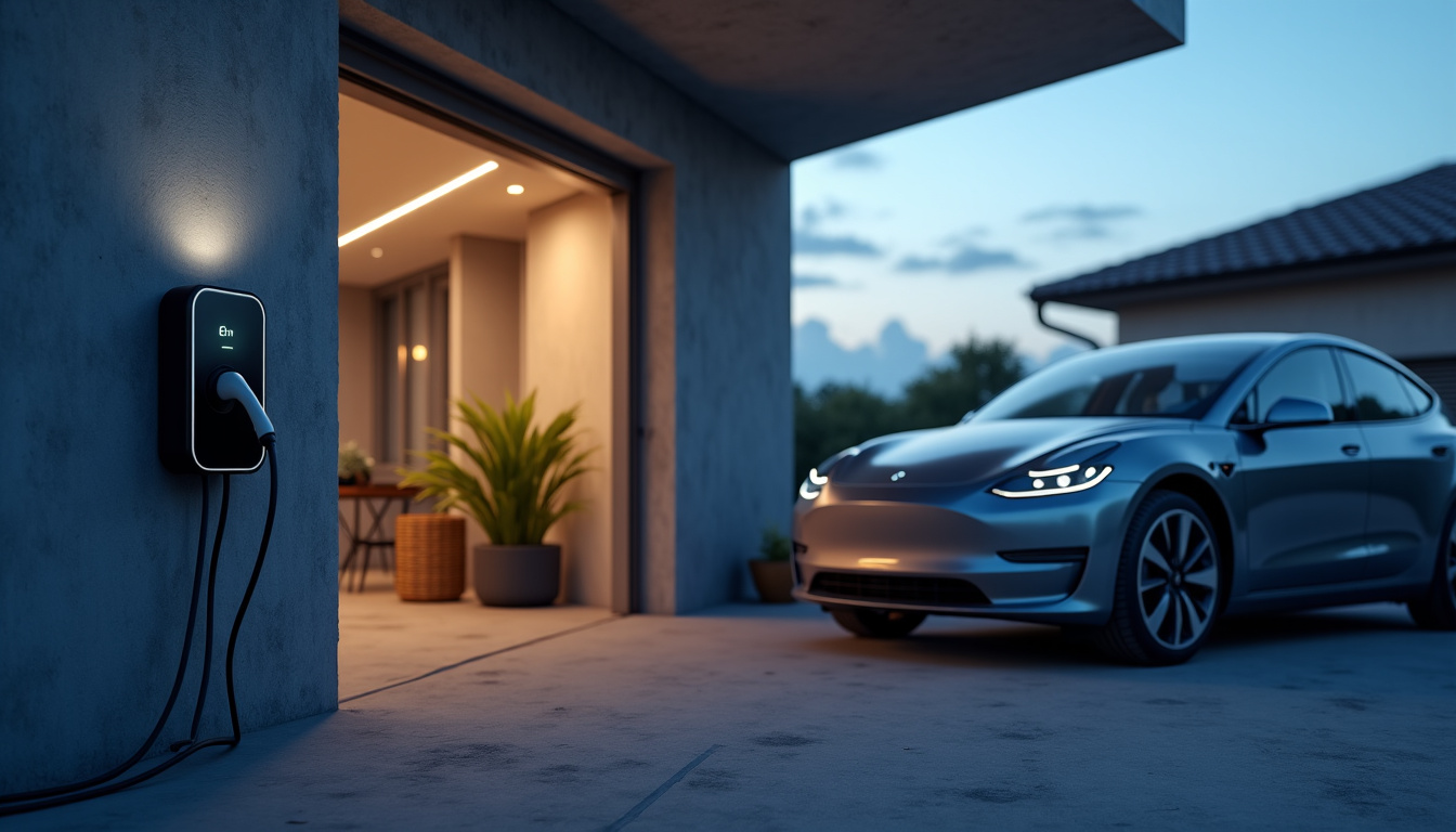 Borne de recharge électrique installée dans un garage privé à Les Avirons