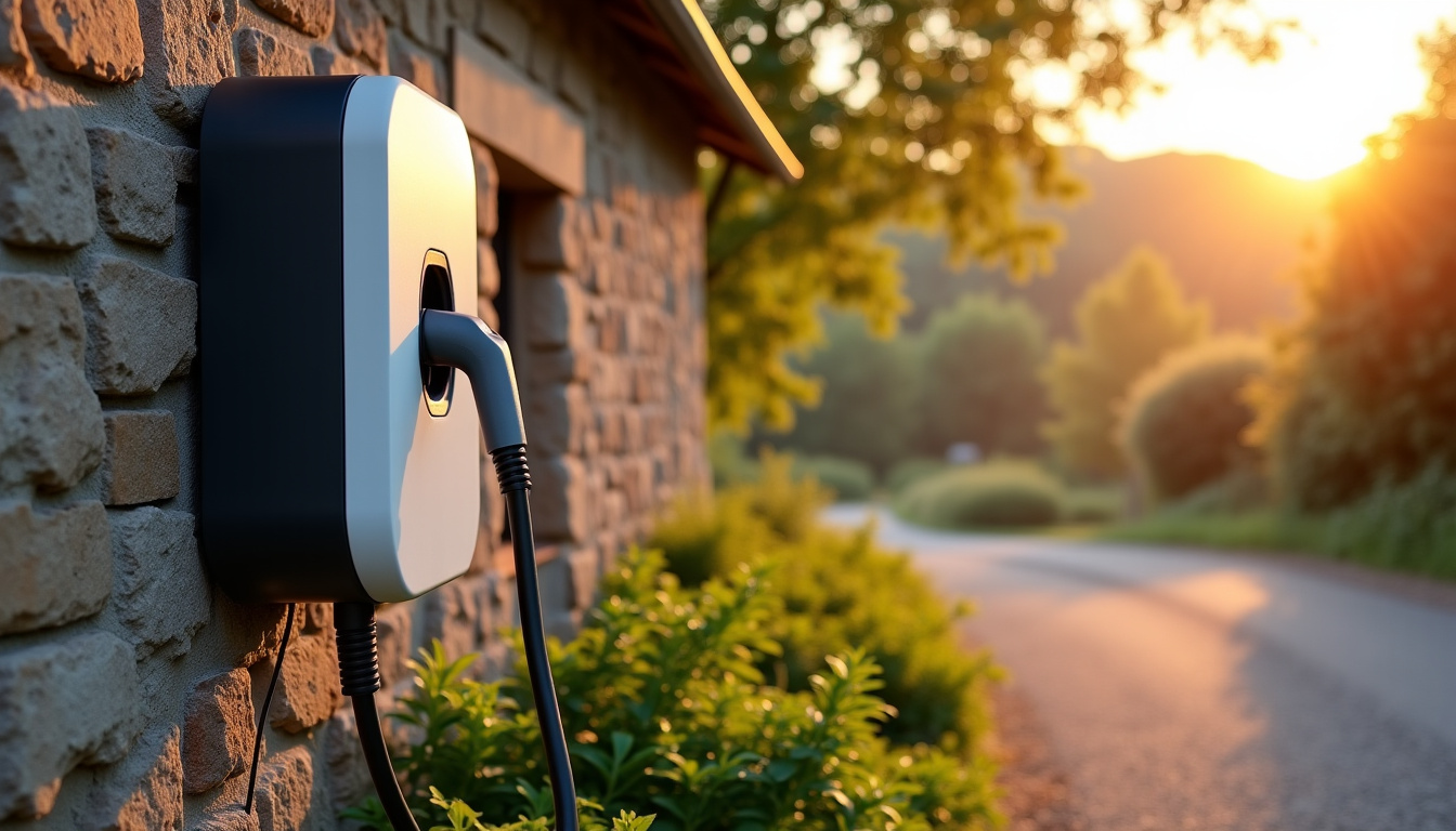 Borne de recharge électrique installée devant une maison à Aurec-sur-Loire