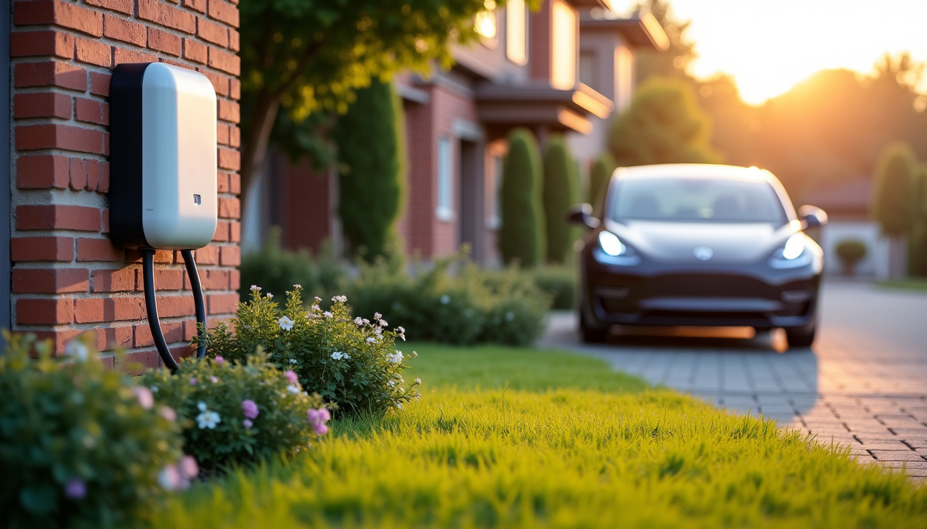 Borne de recharge électrique installée devant une maison à Jouet-sur-l