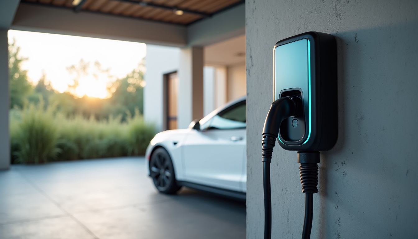 Borne de recharge électrique installée et fonctionnelle dans un garage à Vidauban