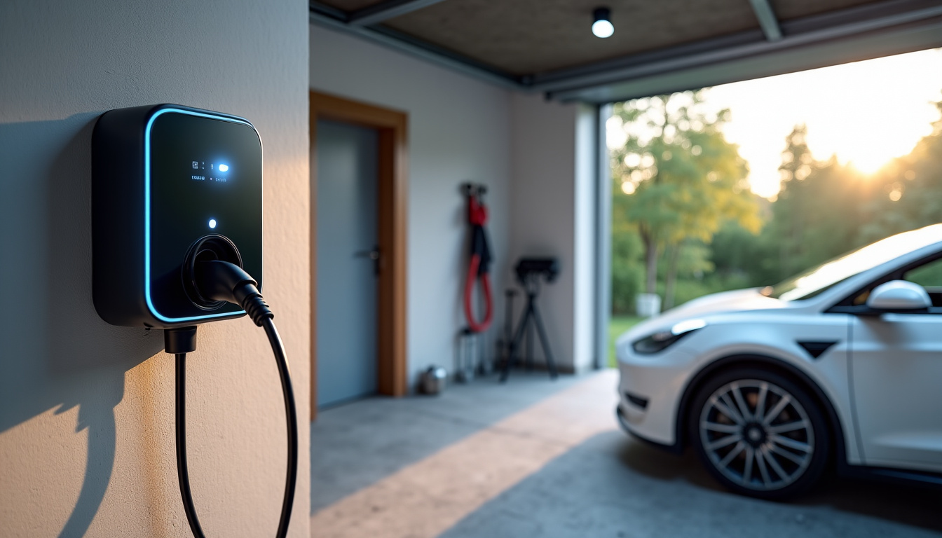 Borne de recharge électrique installée et opérationnelle dans un garage à Domgermain