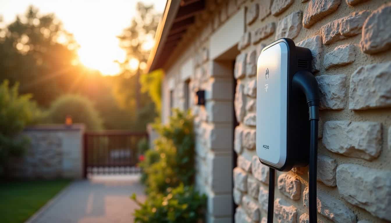 Borne de recharge électrique installée sur la façade d