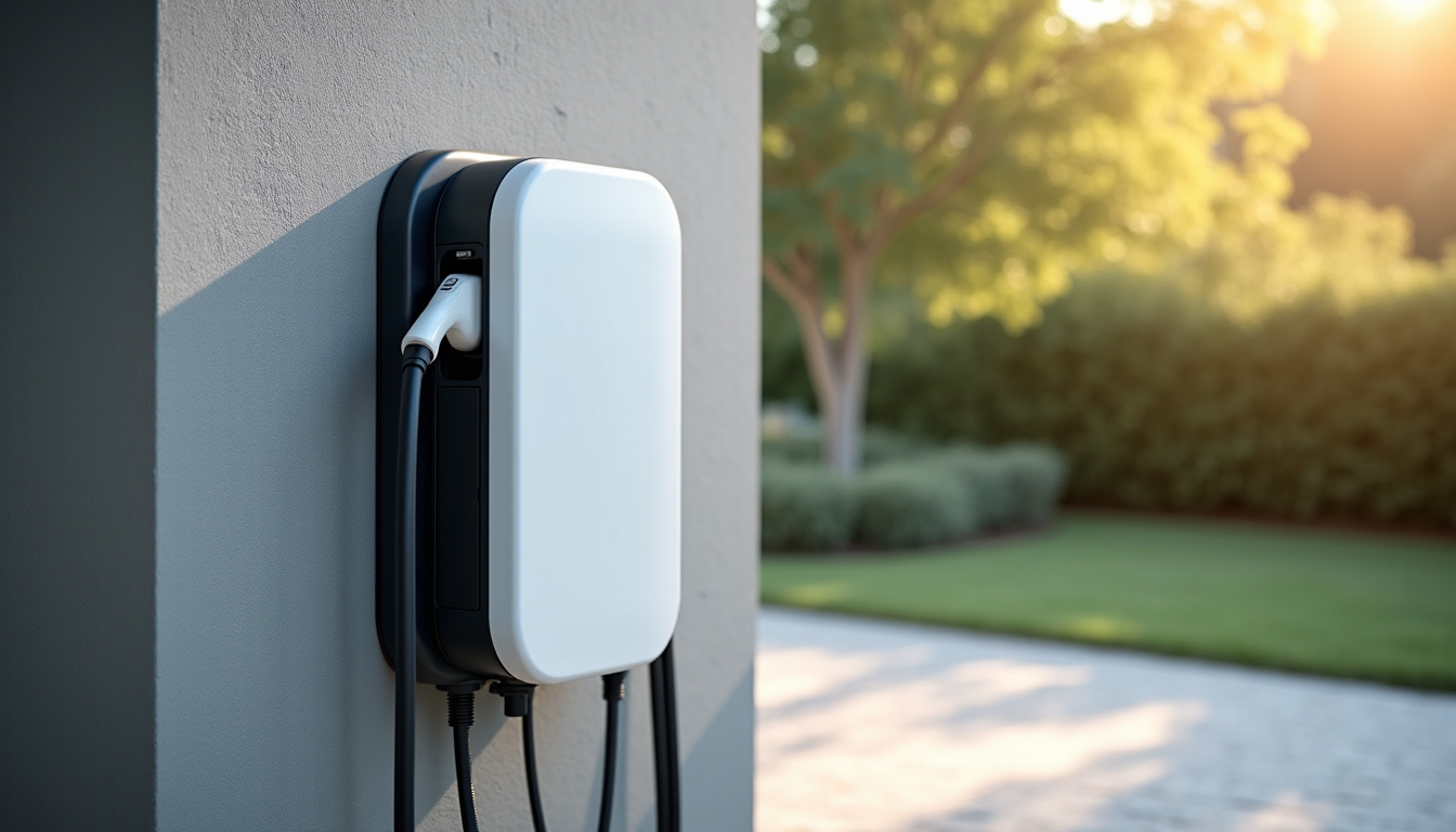 Borne de recharge électrique Legrand 7,4 kW installée sur un pied en béton à Cerisy-la-Salle