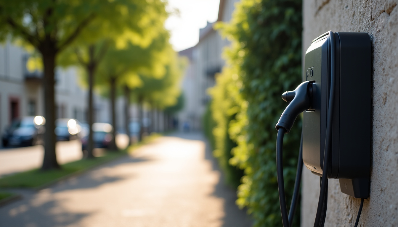 Borne de recharge électrique publique installée Rue des Écoles à Cerisy-la-Salle