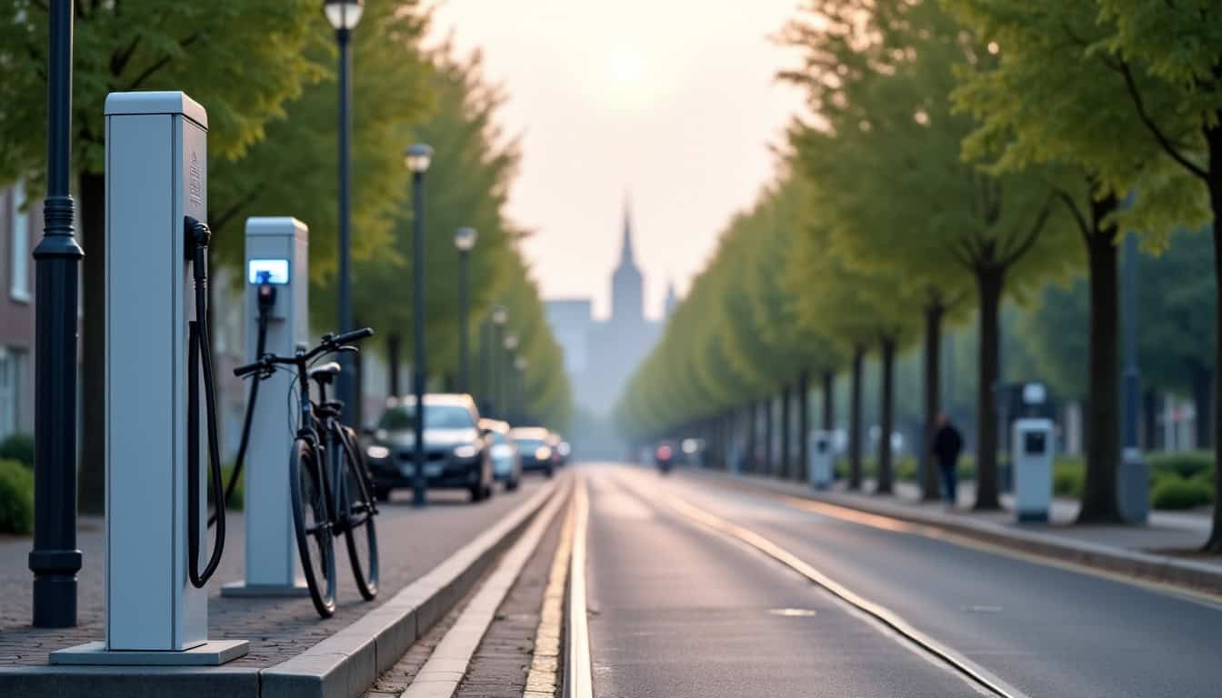 Borne de recharge électrique publique située à La Haye