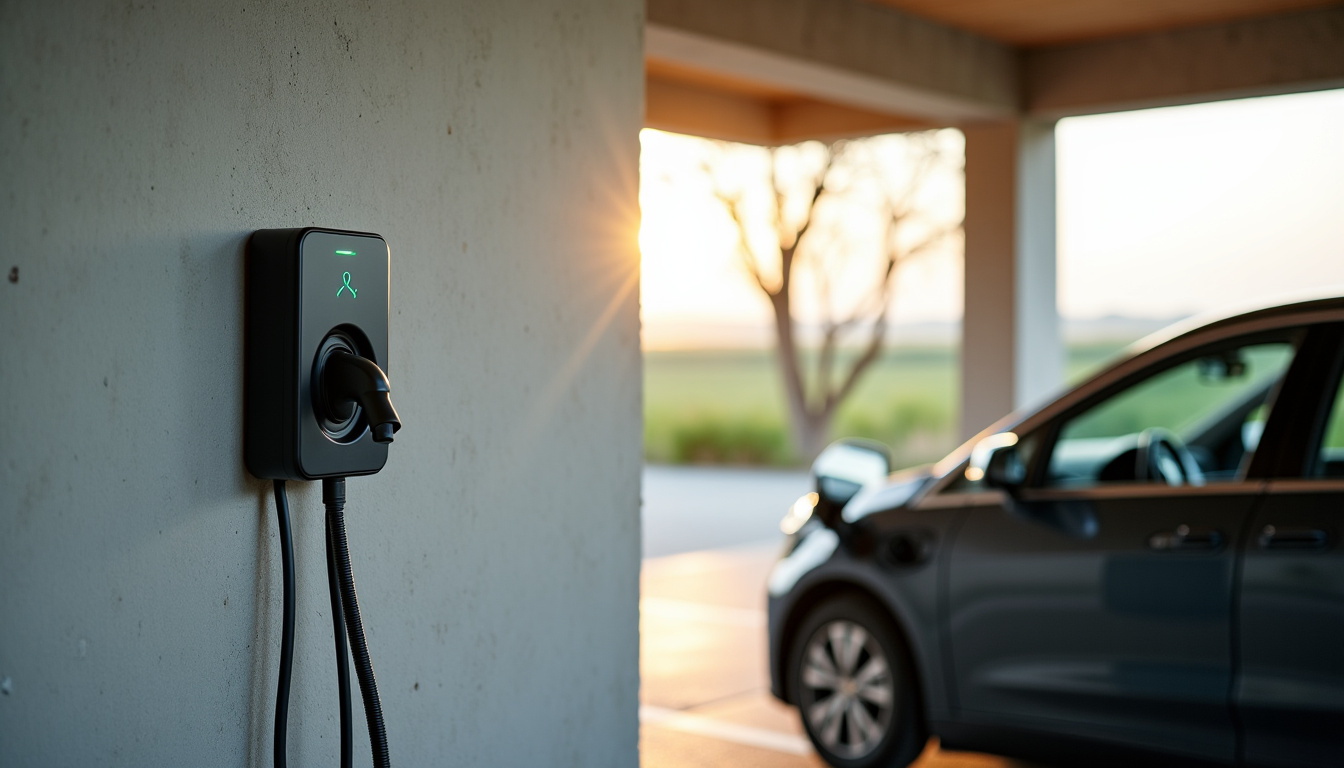 Borne de recharge installée dans un garage à Essé