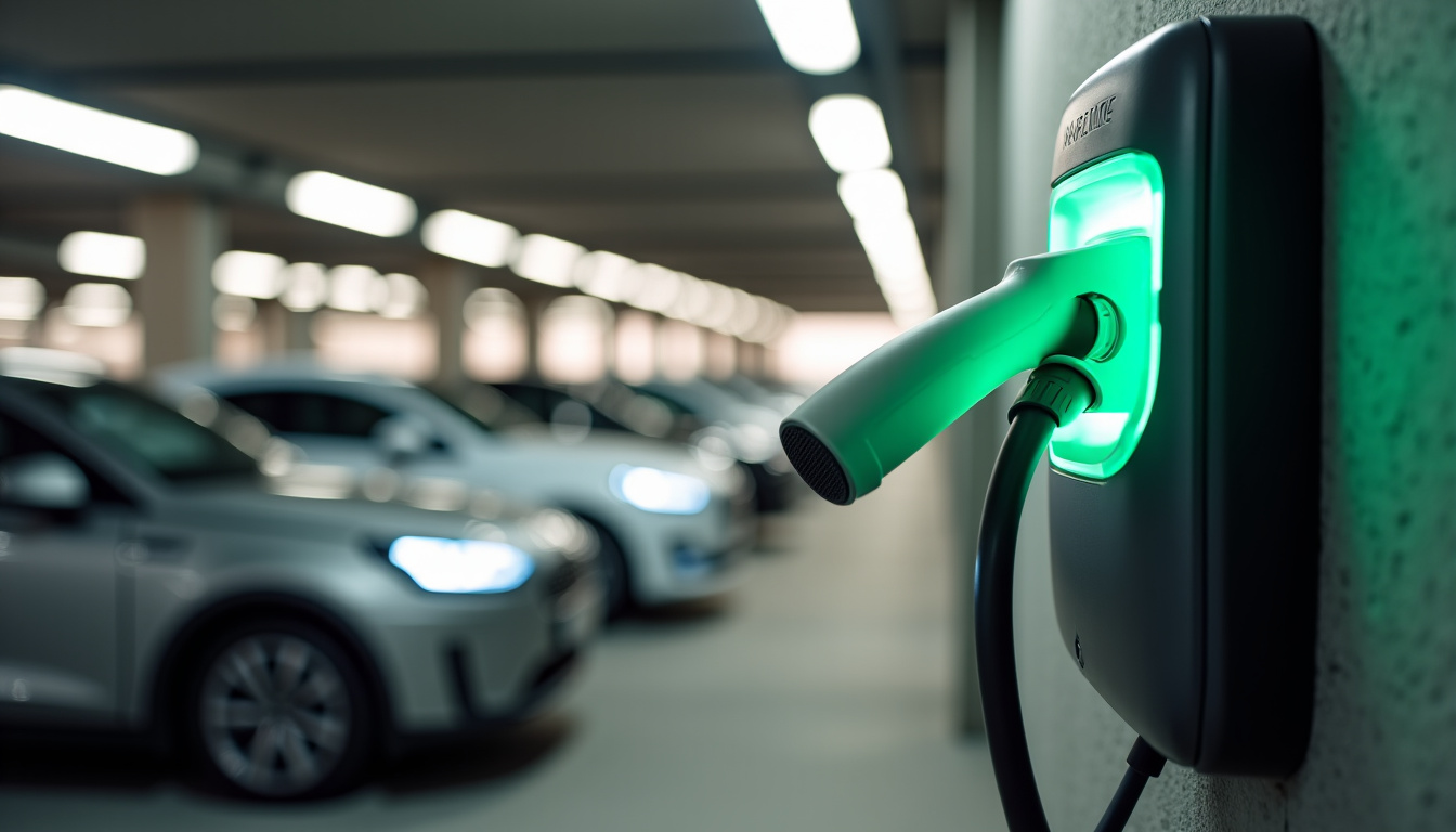 Borne de recharge installée dans un parking collectif de copropriété à Jouy-en-Josas, avec badge d