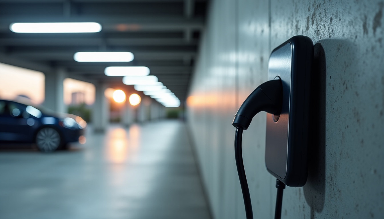 Borne de recharge installée dans un parking d