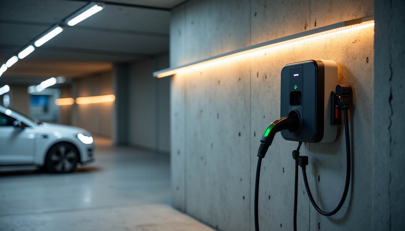 Borne de recharge installée dans un parking de copropriété à Jouet-sur-l
