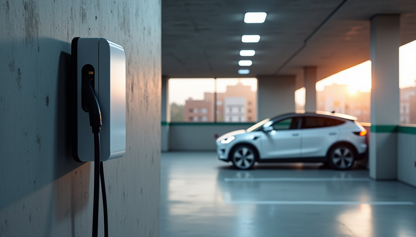 Borne de recharge installée dans un parking de copropriété à Mardié