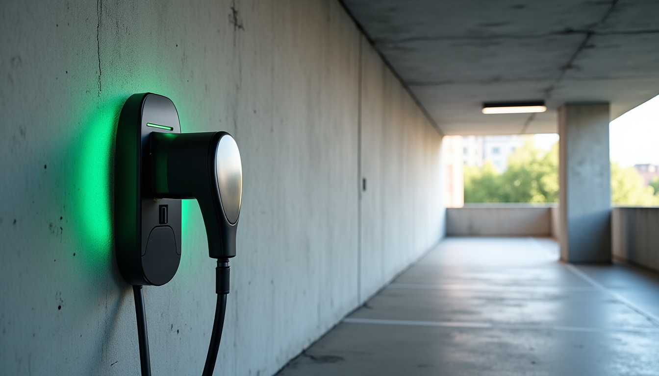 Borne de recharge installée dans un parking de copropriété à Wavrechain-sous-Denain