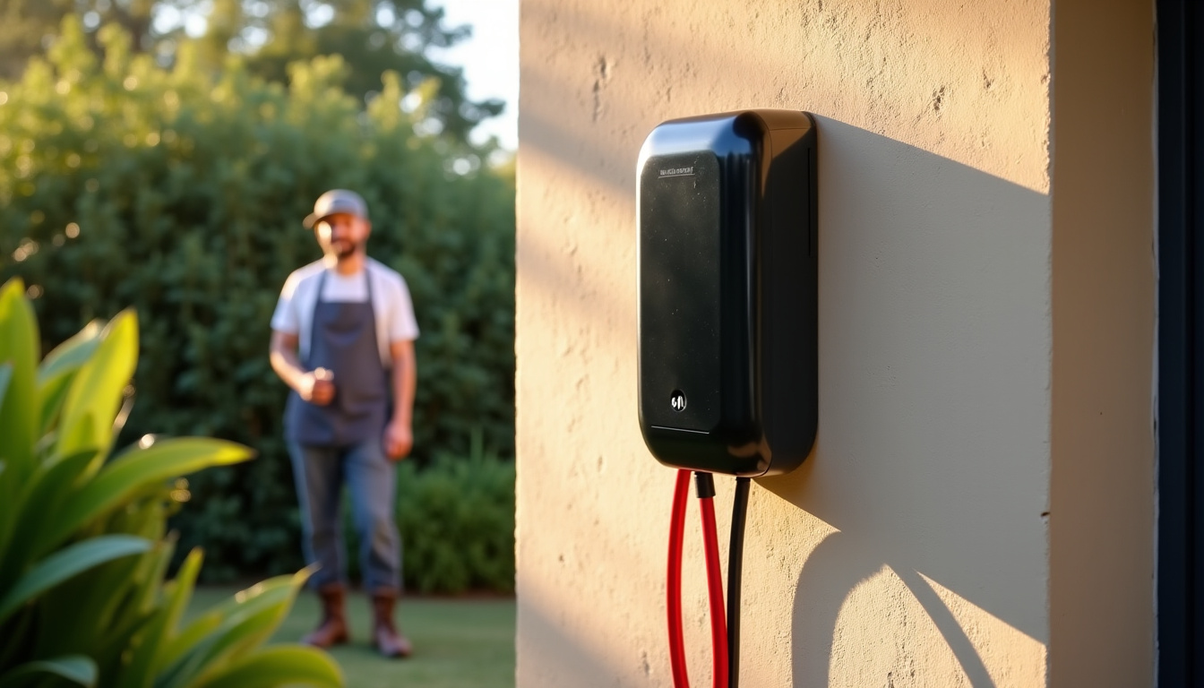 Borne de recharge installée en extérieur sur une maison à Moirans