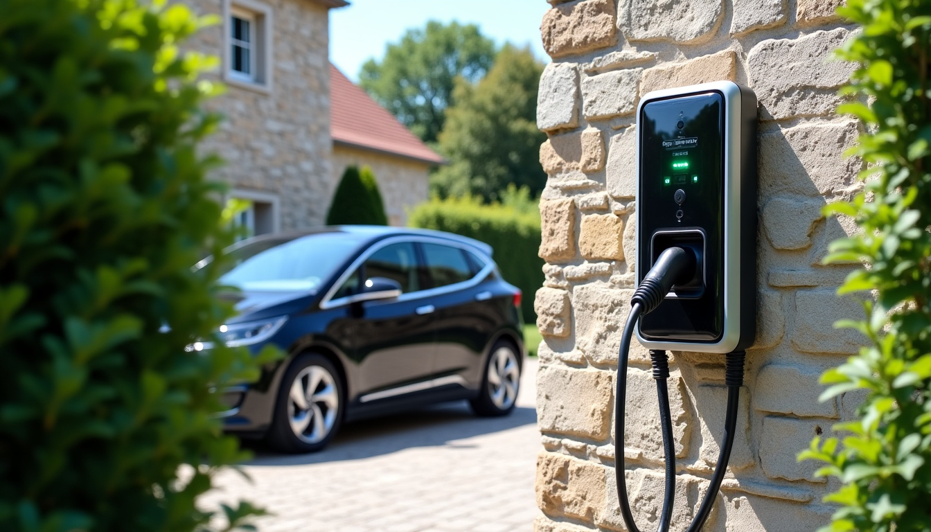 Borne de recharge installée et en fonctionnement devant une maison à Soullans