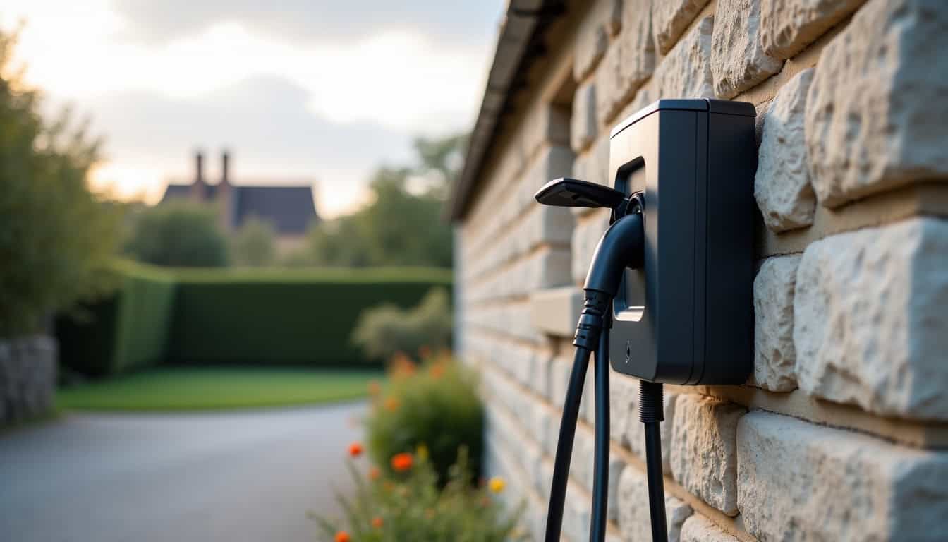 Borne de recharge murale installée sur un mur extérieur à Nort-sur-Erdre
