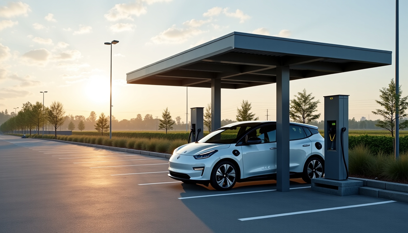 Borne de recharge publique située dans la zone artisanale de Blauzac