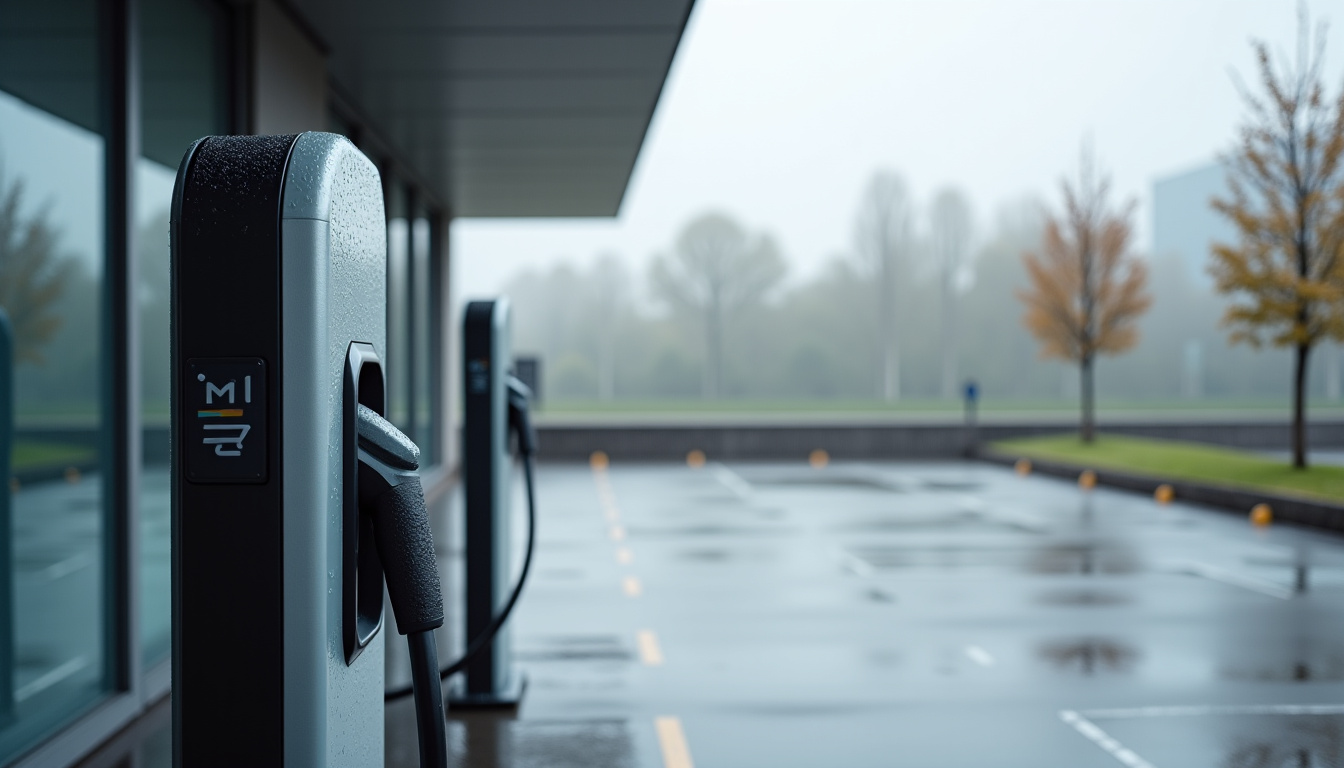 Borne de recharge publique située sur le parking de l