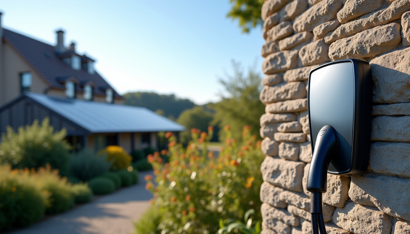 Borne électrique connectée à des panneaux solaires à Montfort-le-gesnois