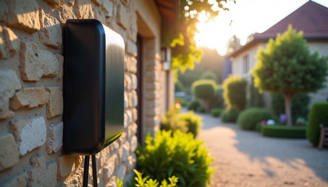 Borne électrique connectée à des panneaux solaires à Saint-Samson-sur-Rance