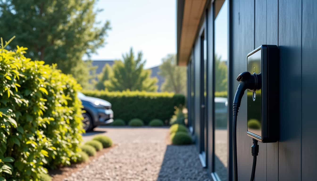 Borne électrique installée sur une maison individuelle à Québriac