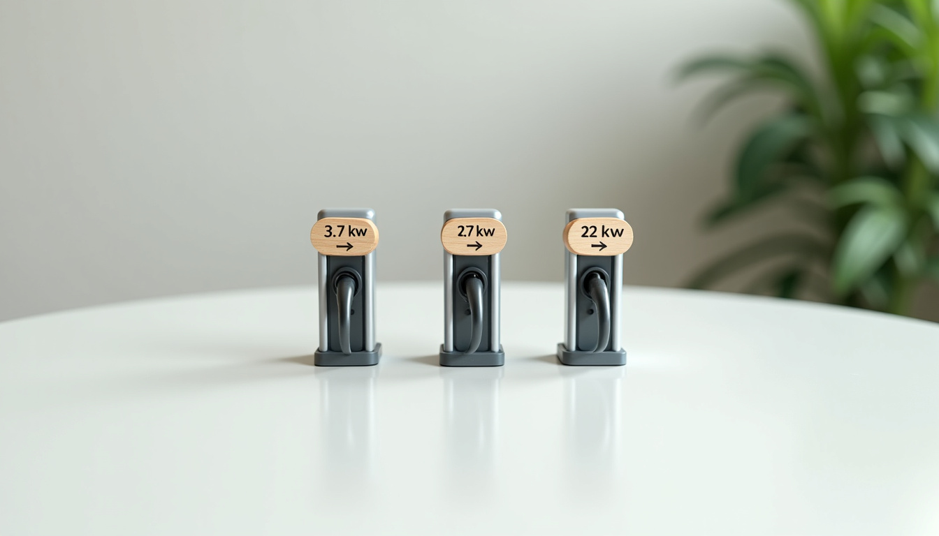 Comparaison visuelle des différentes puissances de bornes électriques installées à l