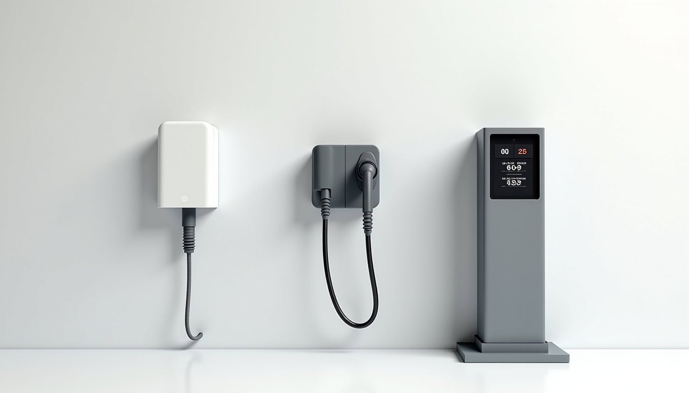 Comparaison visuelle des différents types de bornes de recharge électrique disponibles à Pietrosella