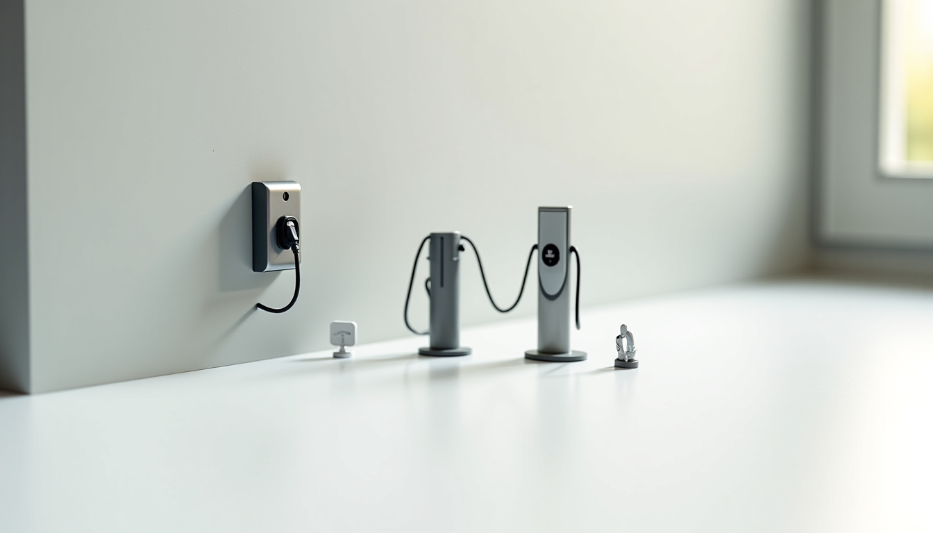 Comparaison visuelle des différents types de bornes de recharge électrique: murale, au sol, connectée et standard