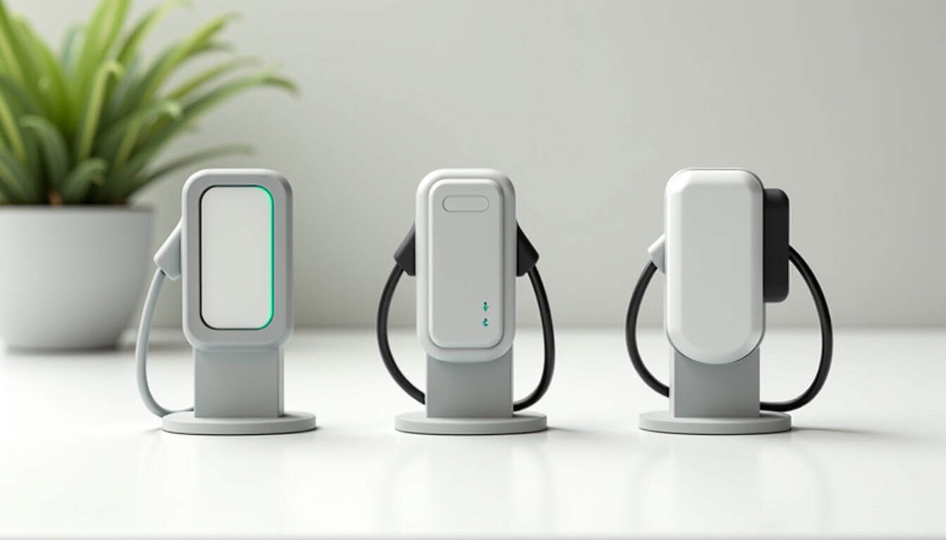 Comparatif visuel de différents modèles de bornes de recharge électrique