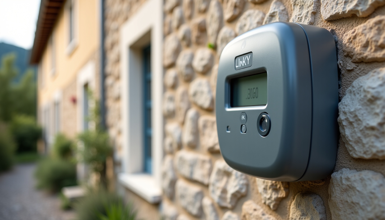 Compteur Linky installé sur le mur extérieur d