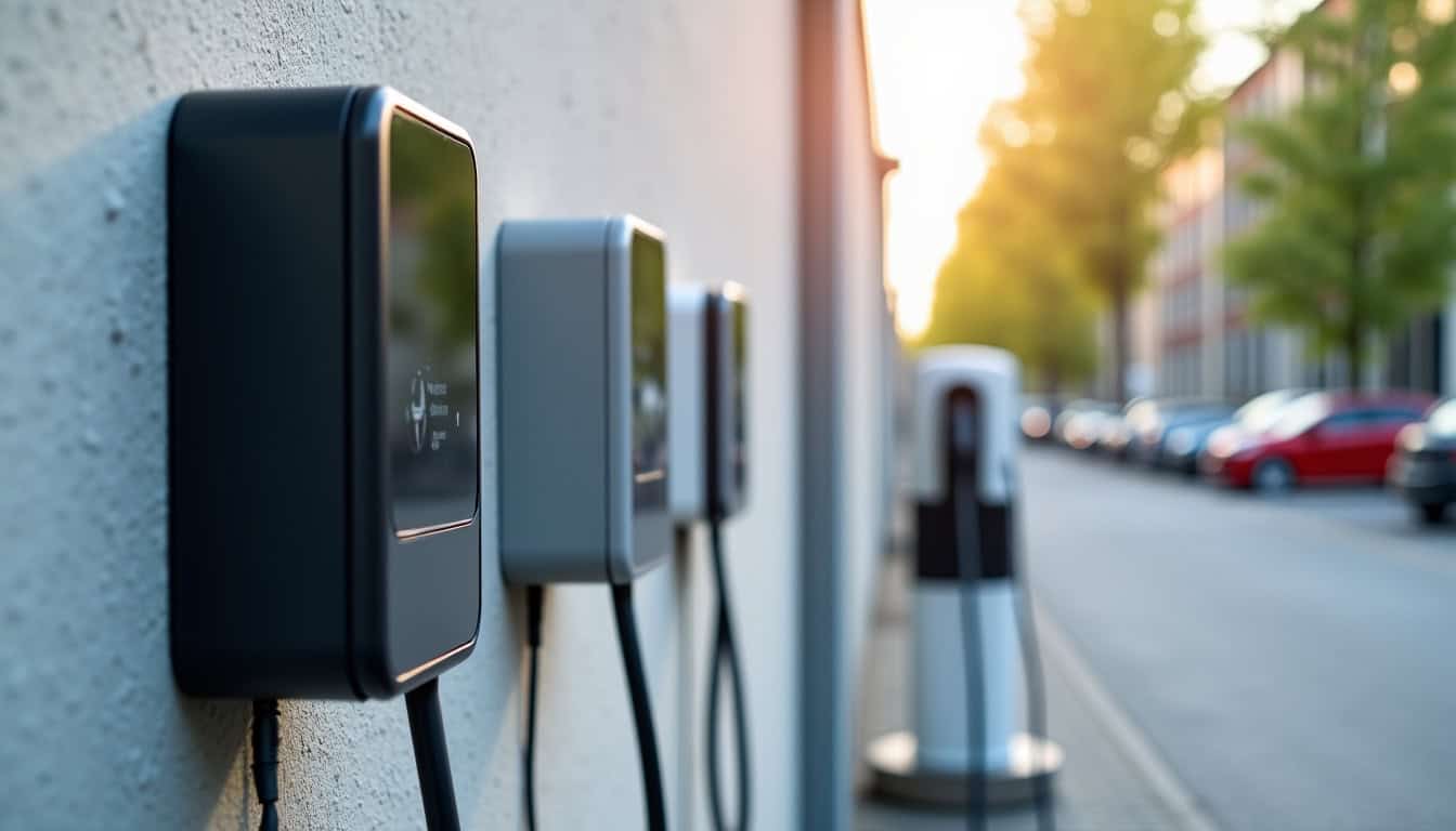 Différents modèles de bornes de recharge électrique installées à Flixecourt
