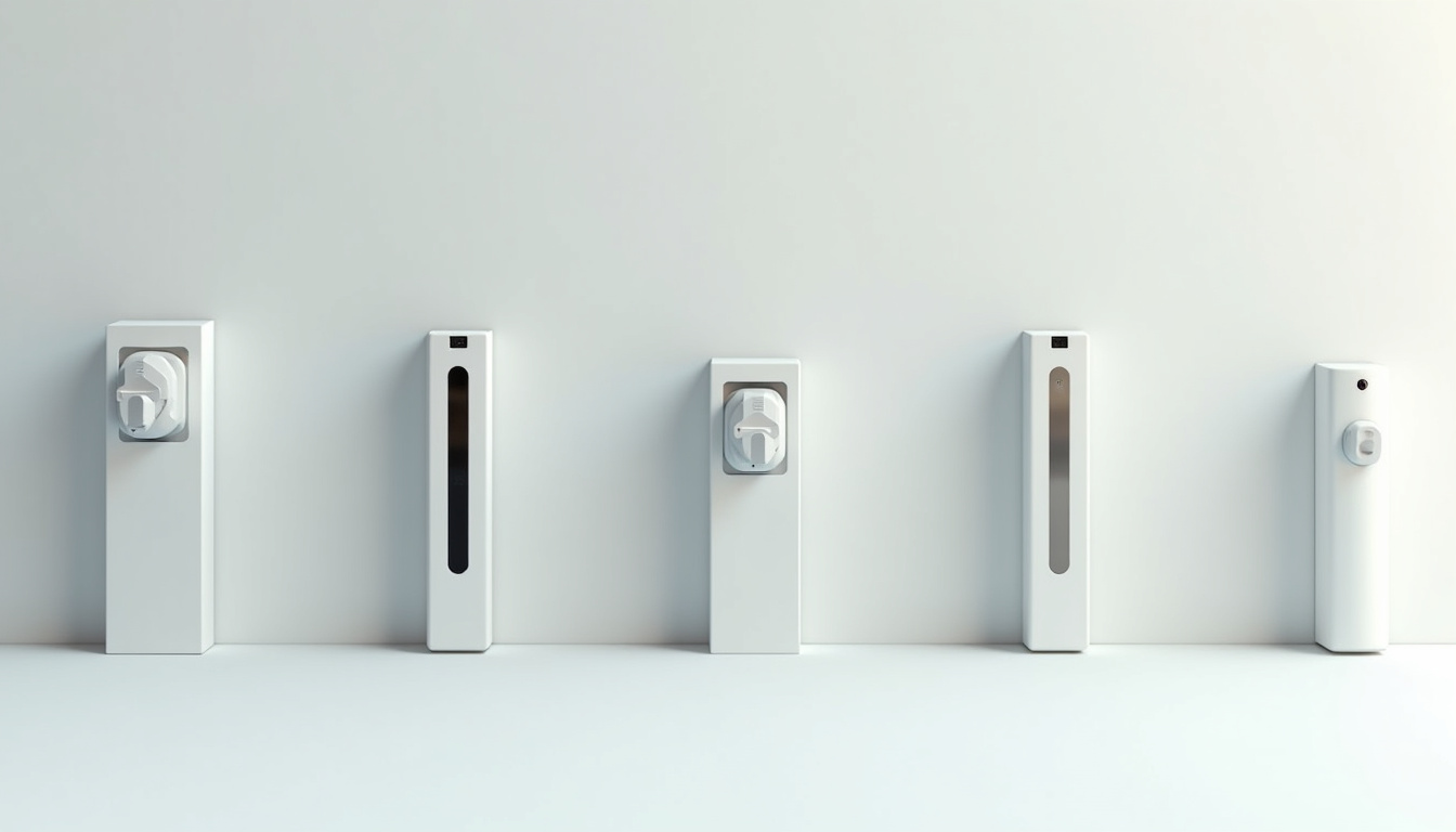 Différents modèles de bornes de recharge électrique installées à l